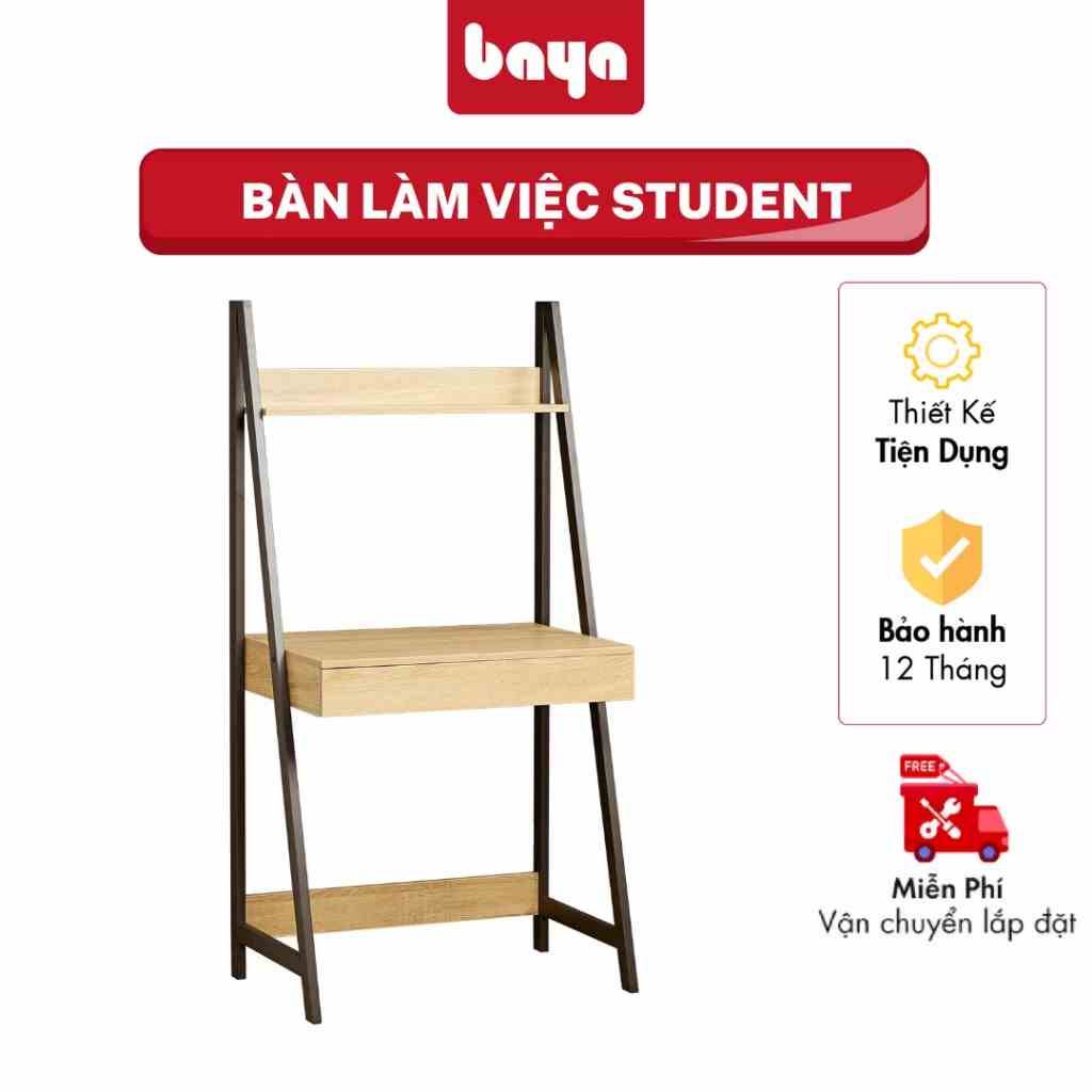 Bàn Làm Việc Và Học Tập BAYA STUDENT  Màu Sắc Nâu Đen, Kích Thước D74xW48xH146.5 2001080