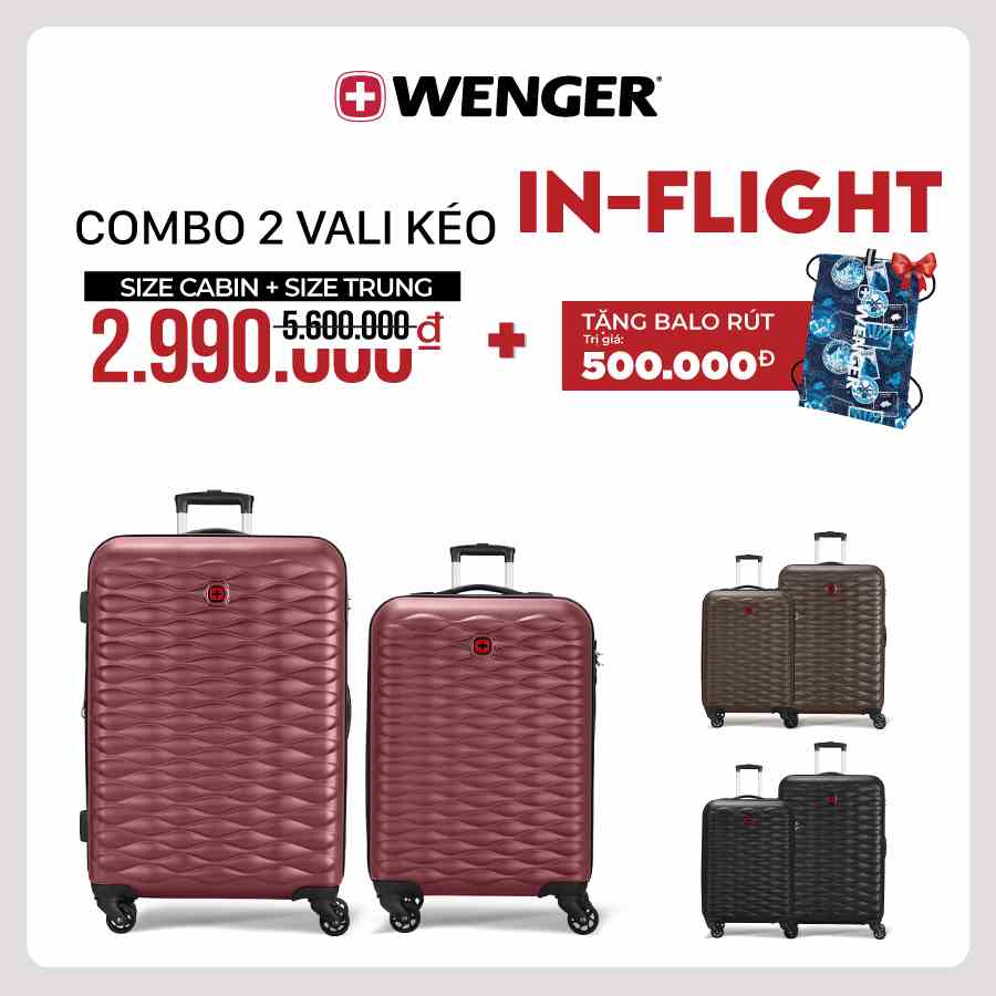 Combo vali kéo Wenger SMU WENGER - THỤY SĨ: Combo vali kéo size cabin 55cm và size trung 66cm