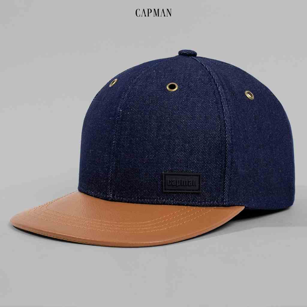 Mũ snapback màu xanh đen CAPMAN lưỡi ngang CM59