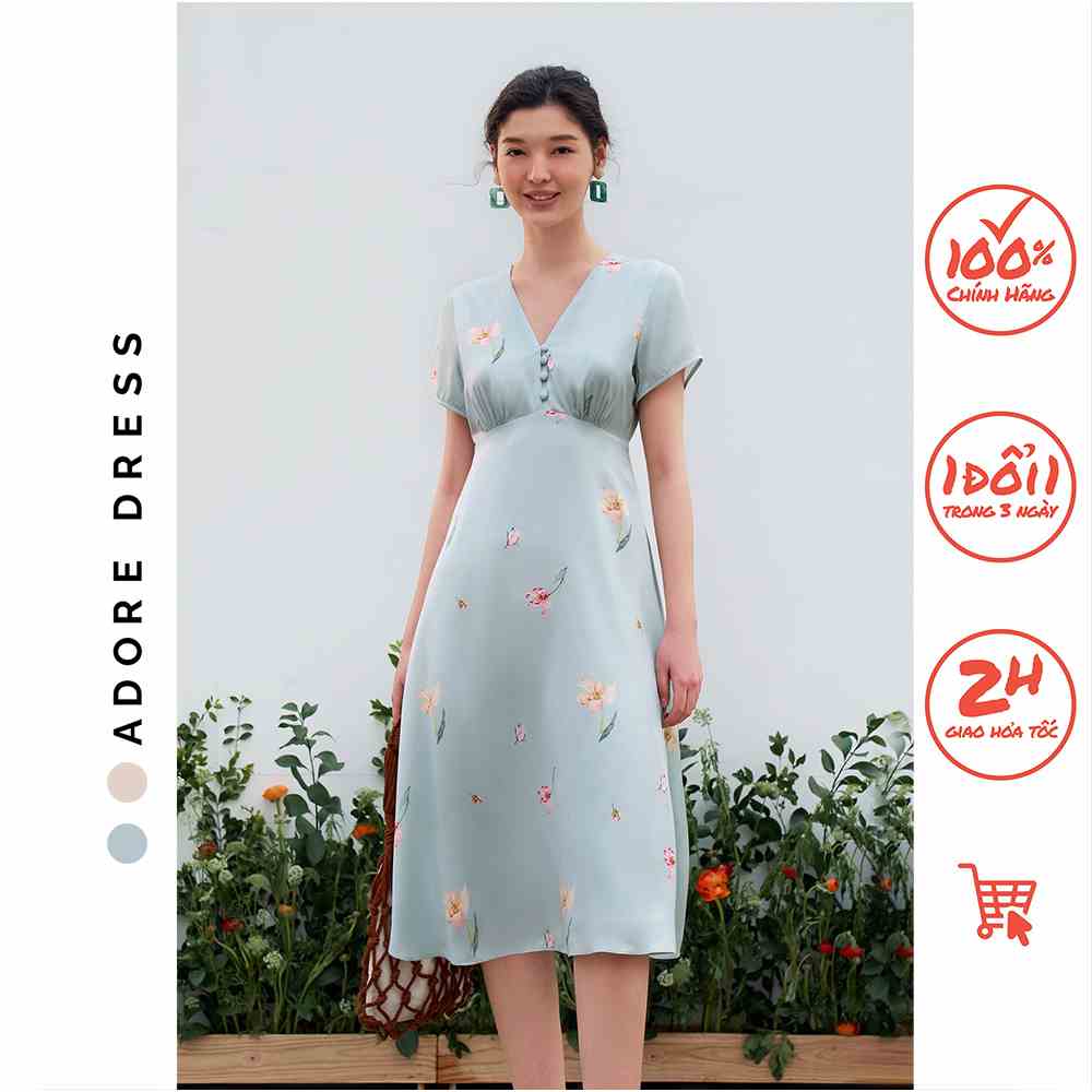 Đầm midi dresses lụa mint hoa nhỡ 311DR2019 ADORE DRESS