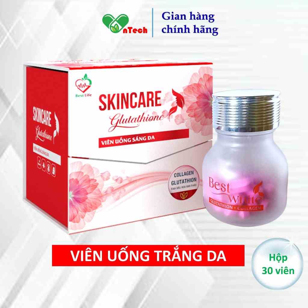 Trắng da Best Life SkinCare Glutathione collagen ngăn ngừa lão hoá làm mờ nám tàn nhang giảm nếp nhăn hộp 30 viên