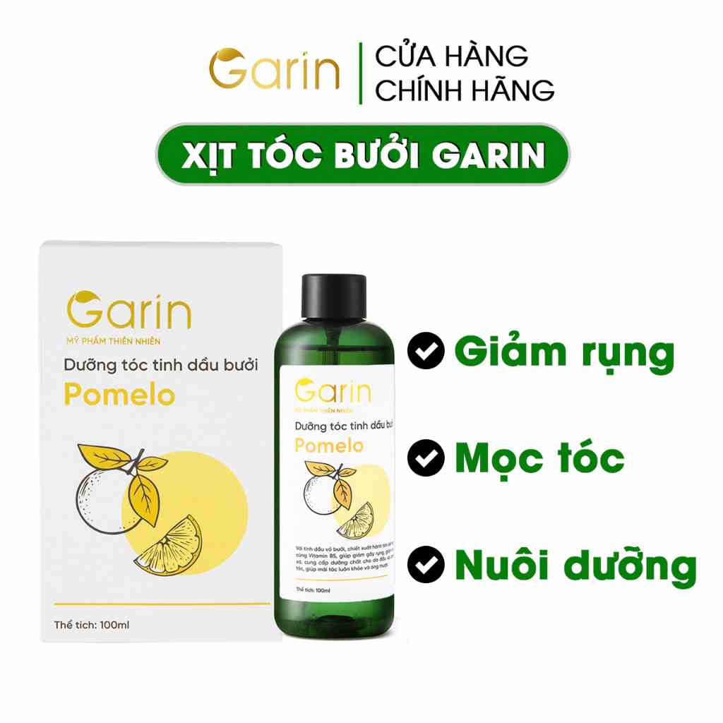 Xịt tóc tinh dầu bưởi pomelo Garin mọc tóc dưỡng tóc dài nhanh nam nữ an toàn chính hãng 100ml