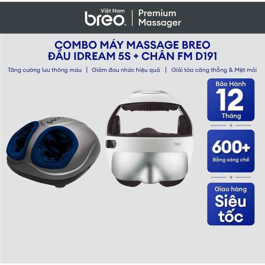 Combo máy Massage BREO đầu iDream 5S và chân FM D191 | Tăng cường lưu thông máu | Giảm đau nhức hiệu quả | Bảo Hành 12Th