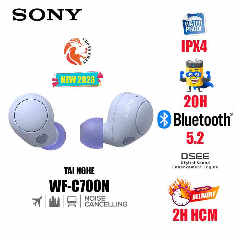 Tai Nghe Sony Truly Wireless WF-C700N Chống ồn Không Dây Mẫu Mới 2023 - Chống Nước IPX4, Thiết Kế Công Thái Học