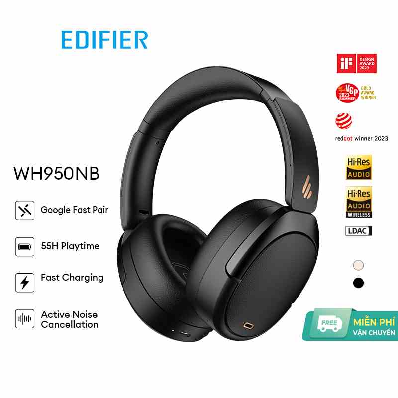 Tai nghe EDIFIER WH950NB không dây chống ồn độ phân giải cao 4-Mic ENC bluetooth V5.3 40mm sạc nhanh Type-C kết nối kép