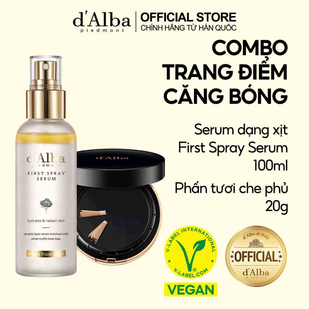 [dAlba Official] Combo Serum dạng xịt căng bóng 100ml và Phấn tươi che khuyết điểm 20g