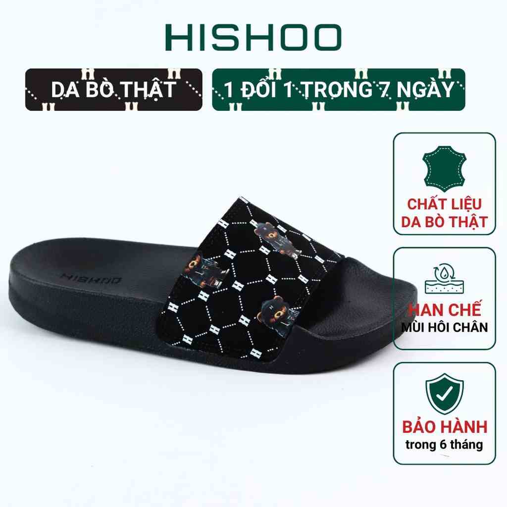 Dép quai ngang slipper cho bé trẻ em BIG SIZE Gấu Bí Lù Monogram cao cấp nam, nữ HISHOO siêu nhẹ da bò size 33-46 U078