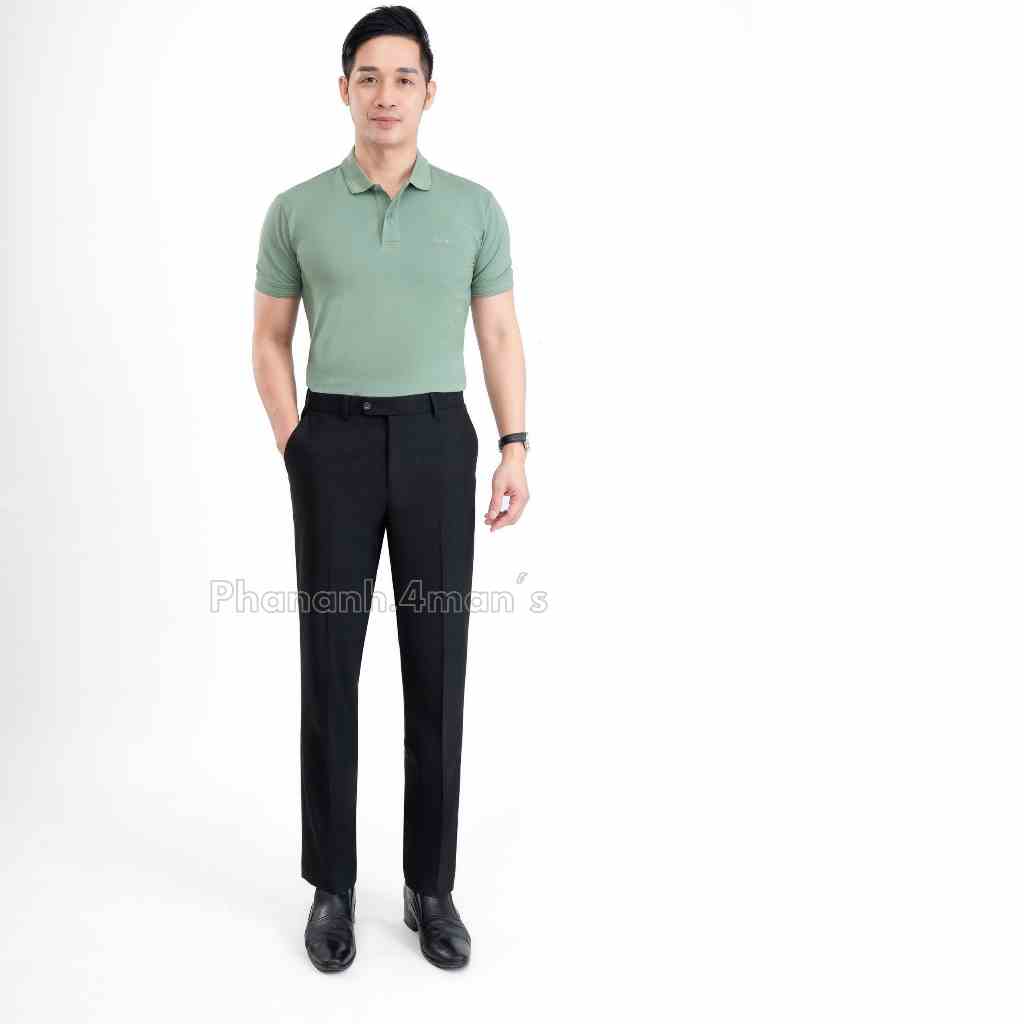 Quần Âu Nam Trung Niên  Màu Đen  Vải Rayon, Quần Tây Công Sở  thương hiệu Phananh.4Mans