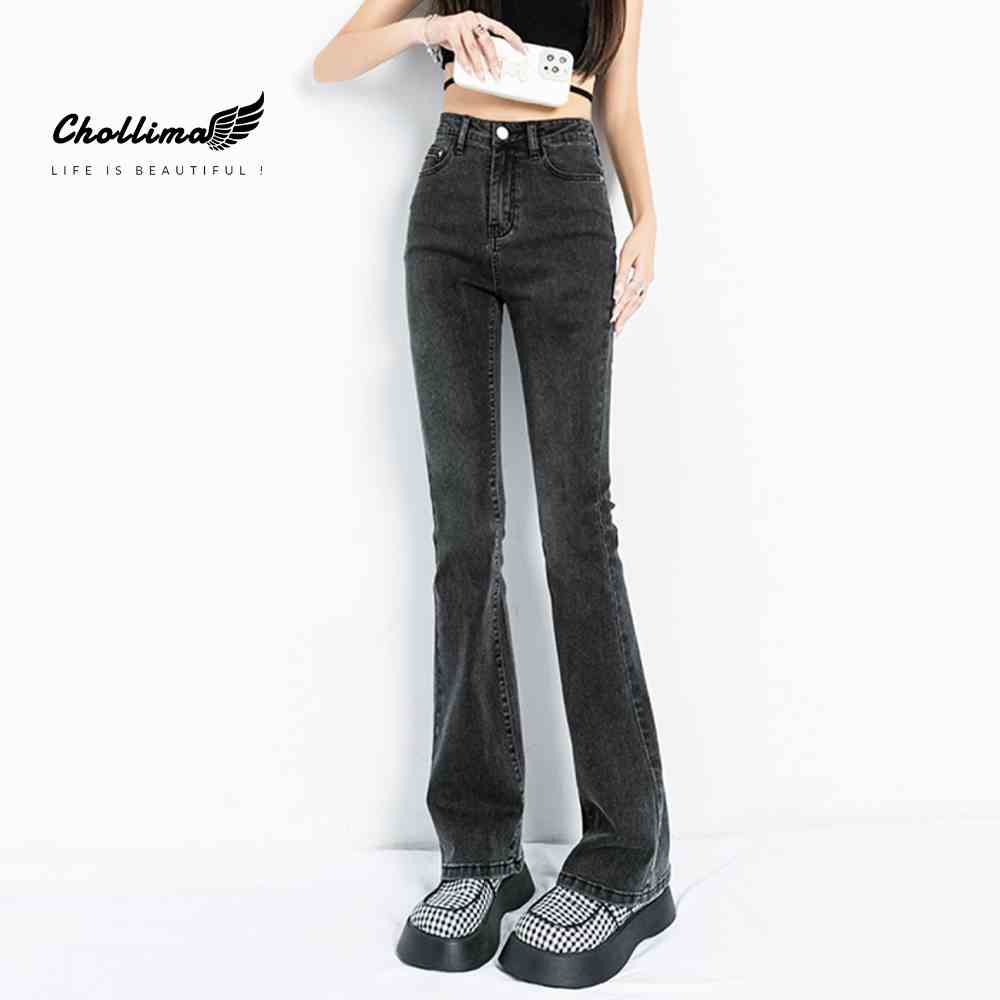 Quần jeans nữ ống loe co giãn Chollima QD046 trẻ trung năng động ulzzang phong cách hàn quốc