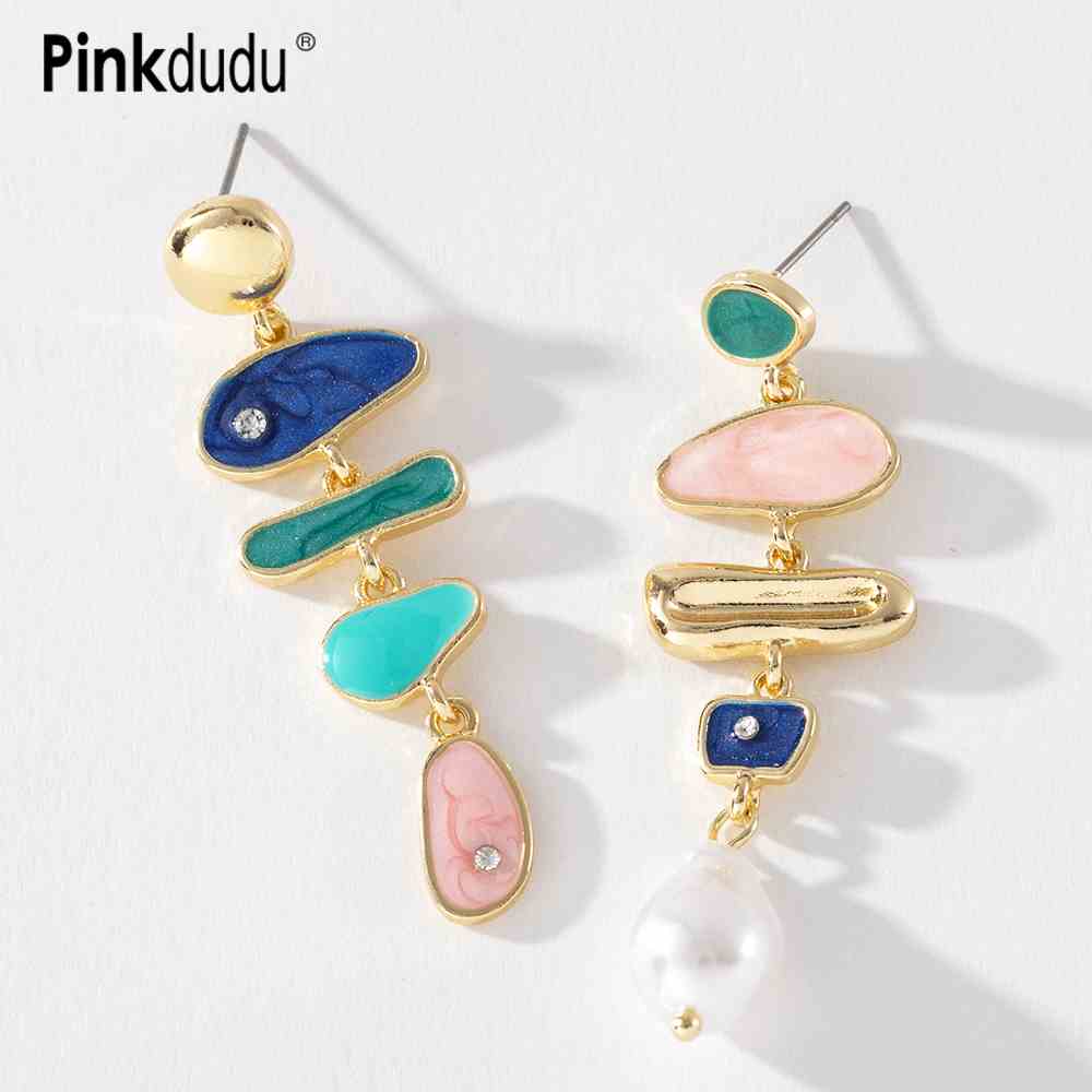 Khuyên tai Pinkdudu PD654 hợp kim dáng dài tua rua thời trang thanh lịch cho nữ