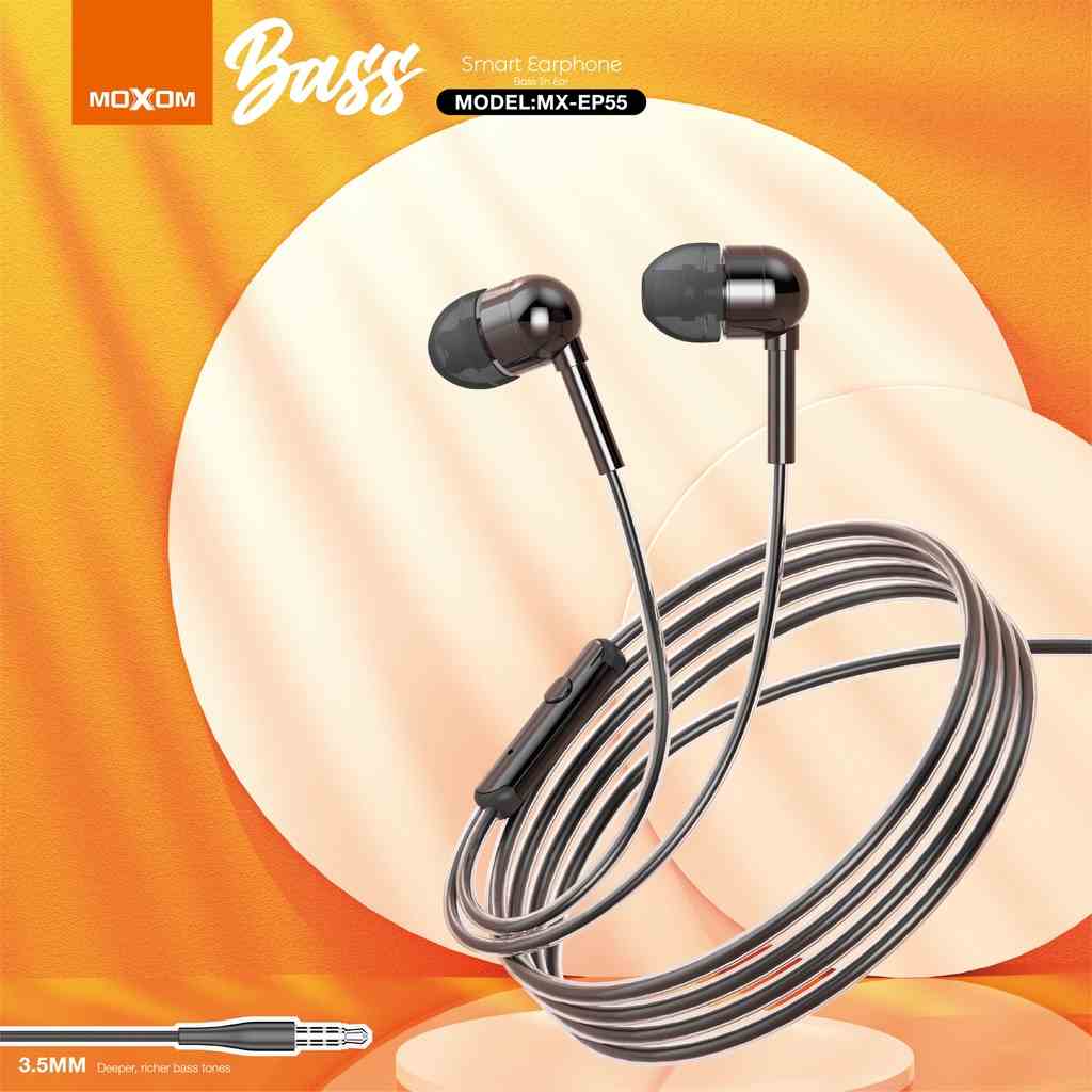 Tai nghe nhét tai có dây MOXOM EP55 Chống ồn, Tích hợp Micro, Âm bass phong phú, Jack 3.5mm dài 1,2m