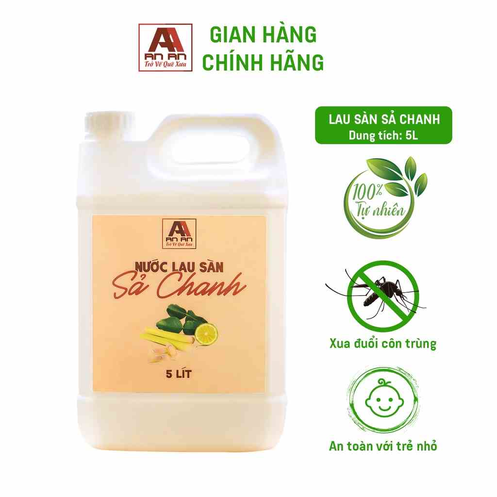 Nước lau sàn hữu cơ An An đuổi muỗi và côn trùng khử mùi chiết xuất bồ hòn sả chanh chống trơn rít 5000ml