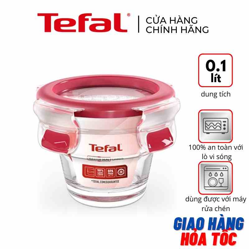 Hộp thủy tinh tròn Tefal Masterseal Glass N1040112 - 100ml - đỏ