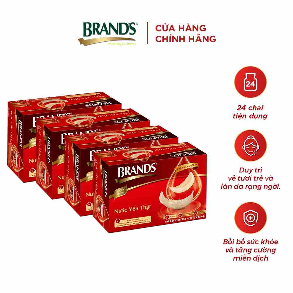 [Mã BMLTB200 giảm đến 100K đơn 499K] Combo 4 nước yến thật BRANDS Đường Phèn (42 ml x 24 lọ)