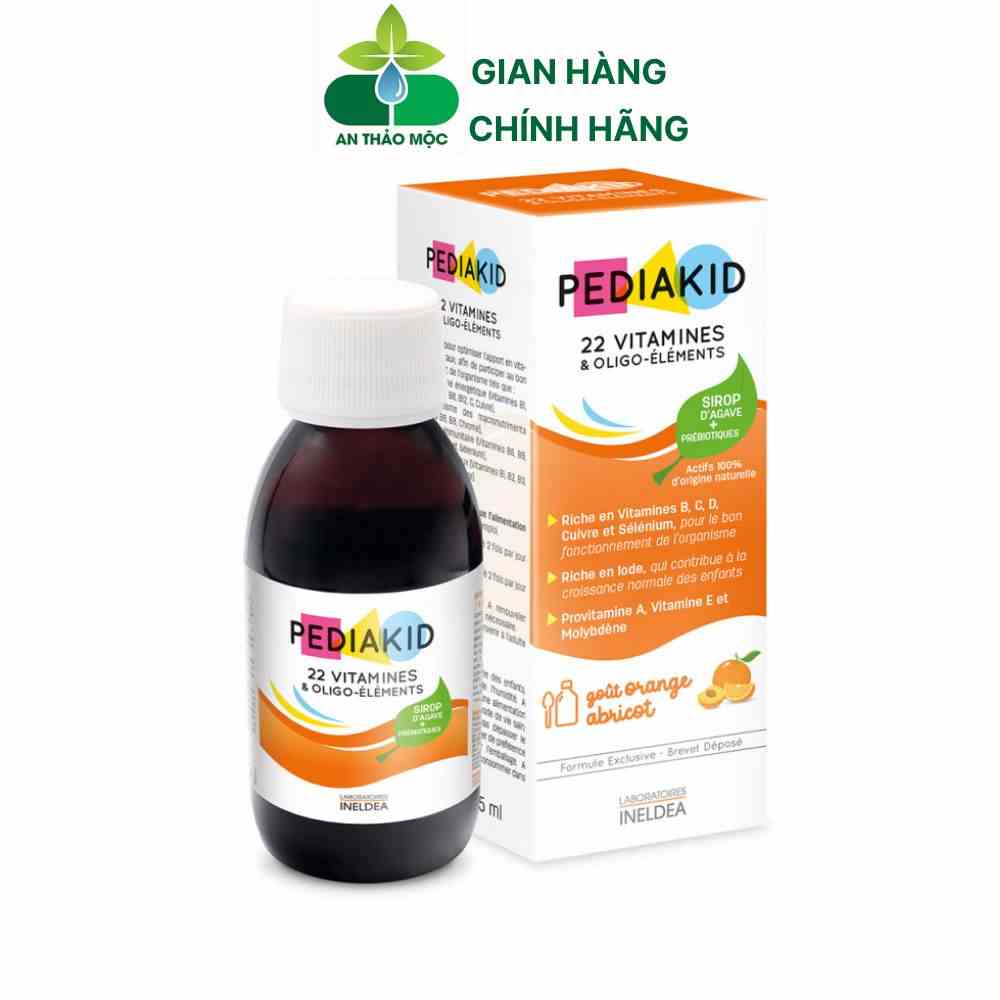 Bổ Sung Vitamin Khoáng Chất PEDIAKID 22 Vitamines Giúp Bé Tăng Cường Sức Khỏe Miễn Dịch Tốt.Chai 125ml