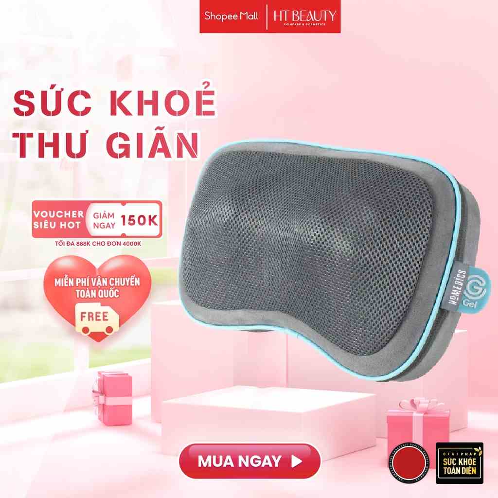 Gối massage shiatsu 3D cao cấp công nghệ GEL – Pin sạc HoMedics GST-550HRC-EU