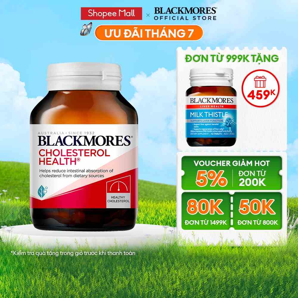 Viên Uống Hỗ Trợ Giảm Cholesterol Ngăn Ngừa Các Triệu Chứng Tim Mạch Blackmores Cholesterol Health Lọ 60 Viên