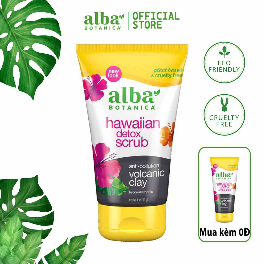 [DATE] Tẩy tế bào chết đất sét ALBA BOTANICA HAWAIIAN DETOX SCRUB ANTI-POLLUTION VOLCANIC CLAY 113g