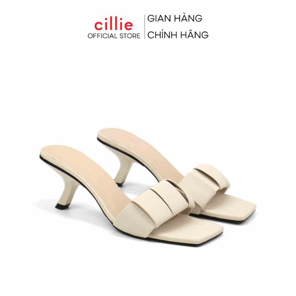 Guốc nữ quai đan ngang thời trang êm mềm gót xéo lạ bắt mắt gót nhọn cao 5cm Cillie 1100