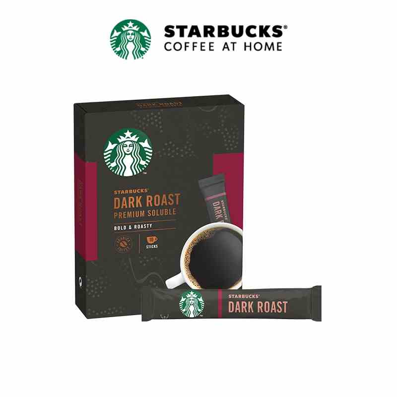 Cà phê đen hòa tan cao cấp Starbucks Rang Đậm ( Hộp 10 gói x 2.3g )