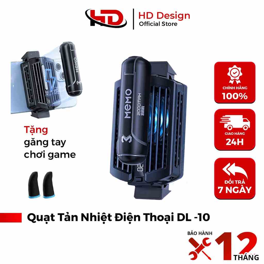 Quạt Tản Nhiệt Cho Điện Thoại Điện Thoại DL 10 - Không Dây - Pin 2000mAh - Làm Mát Siêu Nhanh  - Hiển Thị Nhiệt Độ