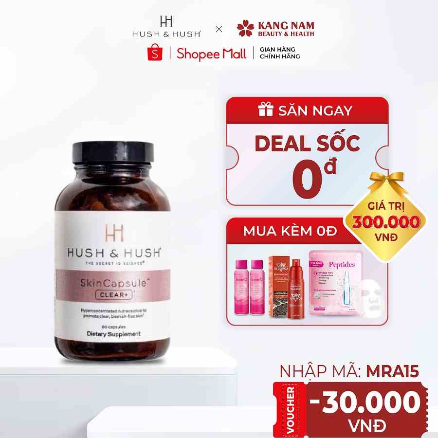 Viên uống ngăn ngừa mụn Hush & Hush SkinCapsule Clear+ 60 viên