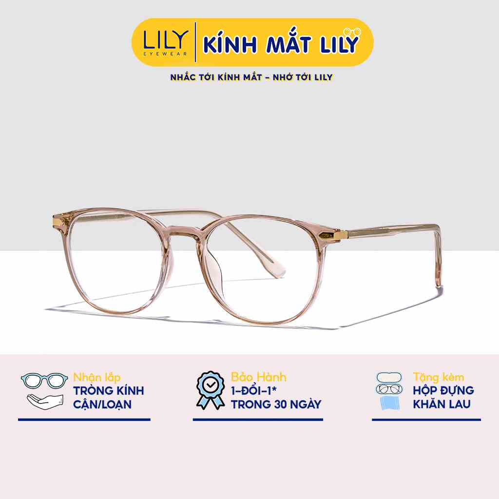 Gọng kính mắt tròn nam nữ LILYEYEWEAR chống ánh sáng xanh chất liệu nhựa chắc chắn kiểu dáng Hàn Quốc 8303