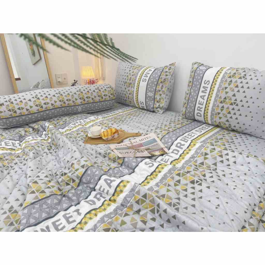 [Mã BMLTA35 giảm đến 35K đơn 99K] Bộ drap gối KHA LY - cotton thiên nhiên - Sweet Dreams-Vàng - VN307