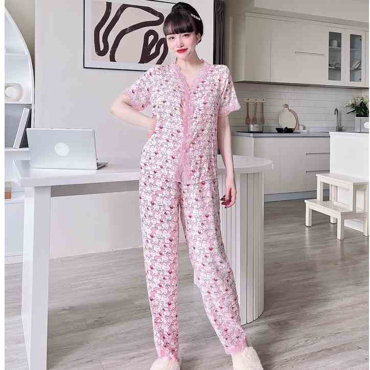 [Mã BMLT35 giảm đến 35K đơn 99K] Đồ bộ nữ pijama SOJUN Set Mặc Nhà Quần Dài Tay Ngắn Chất Mango phối Ren Cao Cấp 40-65kg