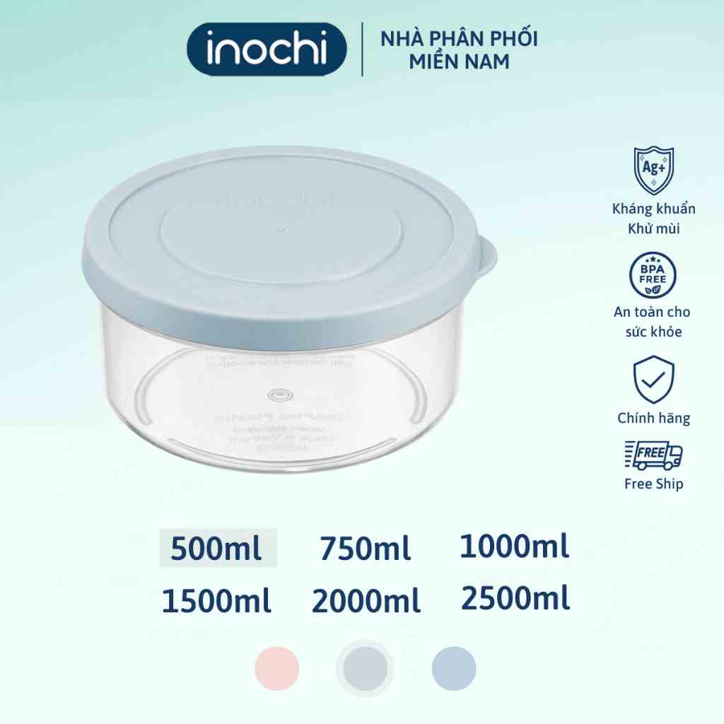 Hộp thực phẩm tròn 500ml Inochi, không chứa BPA, an toàn với lò vi sóng và trữ đông