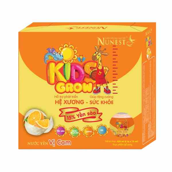 [Mã BMLTB35 giảm đến 35K đơn 99K] Lốc nước yến dinh dưỡng cho bé Nunest Kid Grow vị Cam (6 lọ x 70ml)