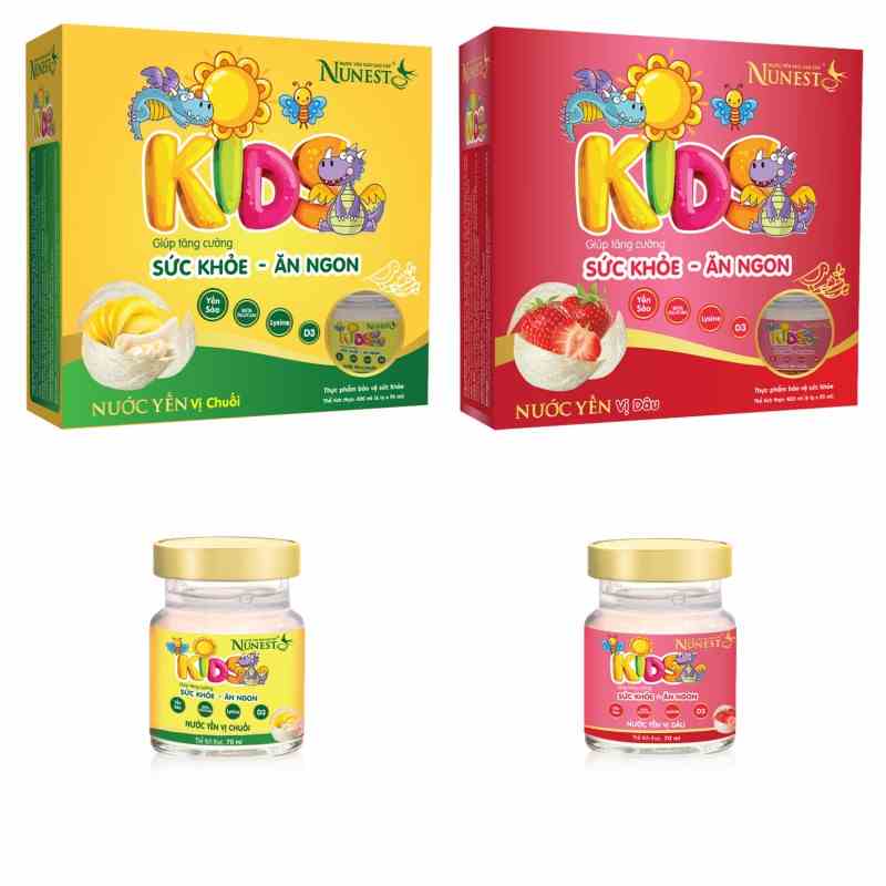 [Mã BMLTA35 giảm đến 35K đơn 99K] Lốc nước yến cho bé Nunest Kid vị Dâu/Chuối (6 lọ x 70ml)