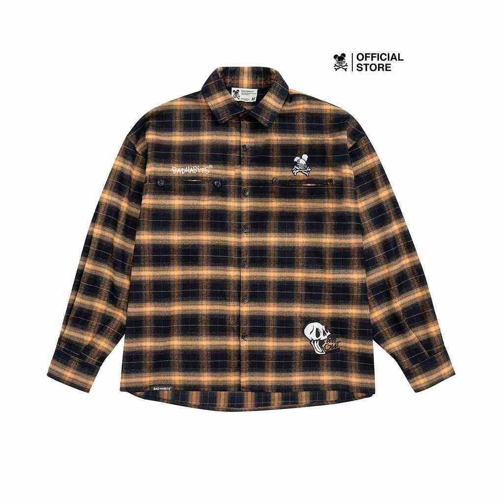 Áo Sơ Mi Nam Bad Habits OLD SKOOL FLANNEL YELLOW - Local Brand Chính Hãng