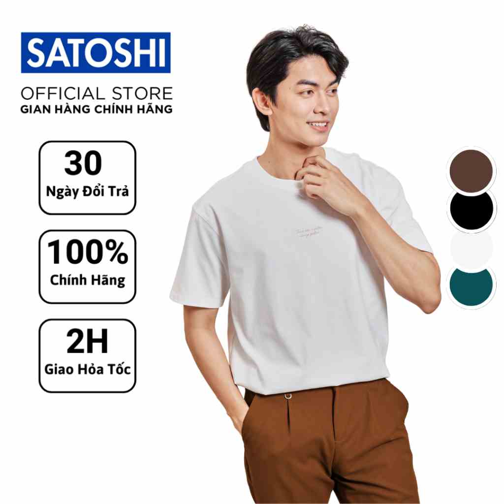 Áo thun nam Satoshi SATS105 nhiều màu hoạ tiết chữ đơn giản chất vải cotton thoáng mát