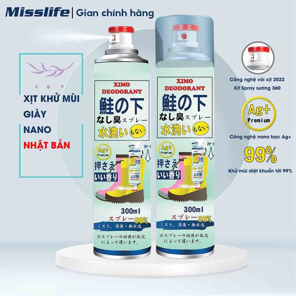 Bình xịt khử mùi Ximo hôi chân và làm sạch mùi giày cao cấp 300ml