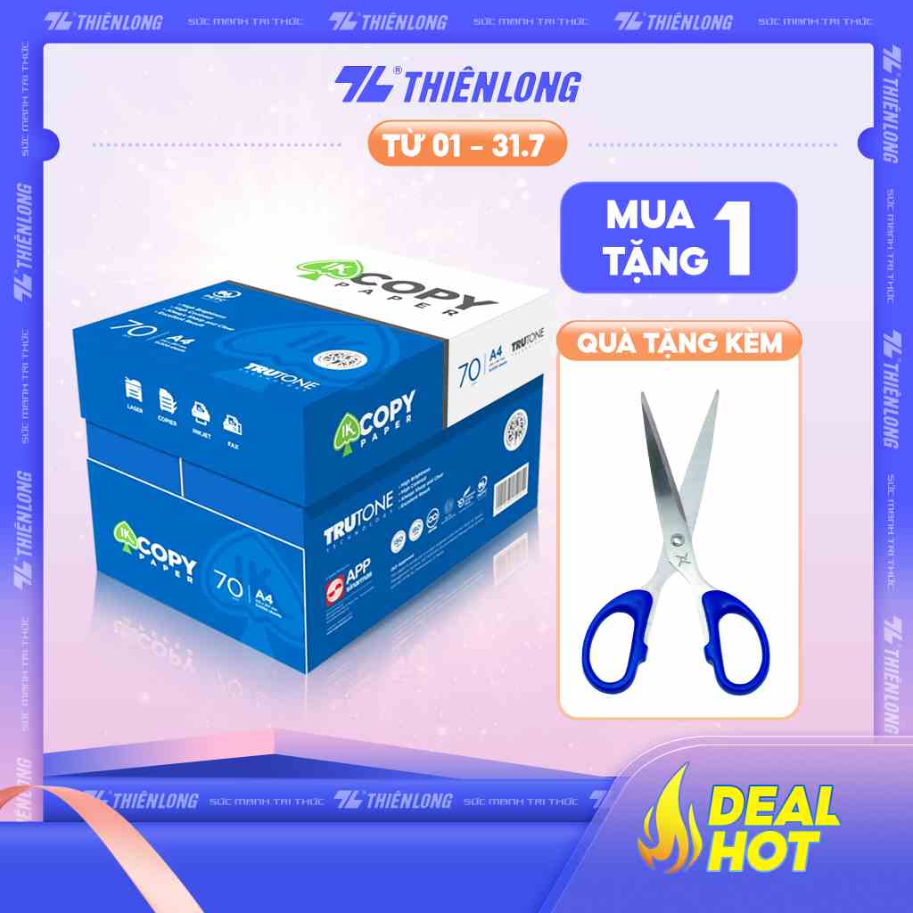 Thùng 5 Ream giấy A4 70 gsm IK Copy (500 tờ) - Hàng nhập khẩu Indonesia