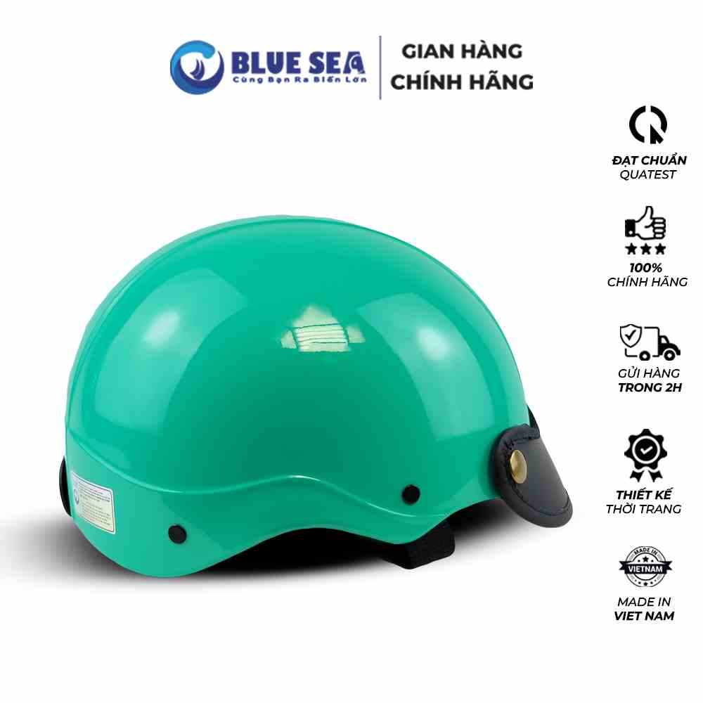 Mũ bảo hiểm Thời trang 1/2 Nửa đầu BLUE SEA - A104 - Màu Xanh Ngọc - FREESIZE - Chính hãng