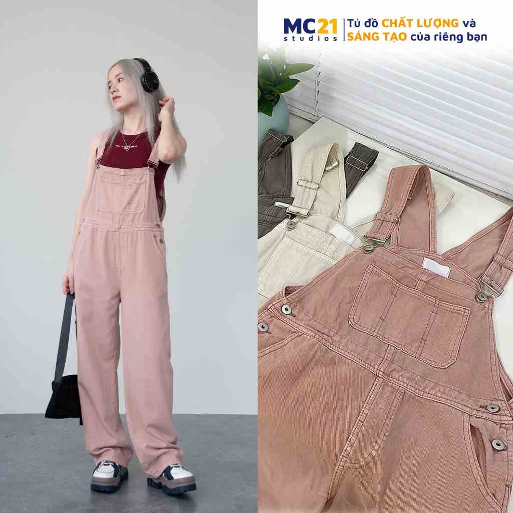 Quần yếm jean MC21.STUDIOS dáng dài oversize Ulzzang Streetwear Hàn Quốc bigsize chất denim xịn Q3610