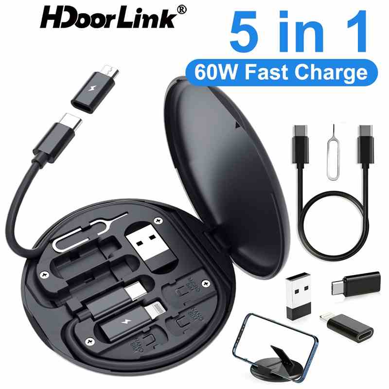 Dây Cáp Sạc Nhanh HdoorLink USB Loại C 60W 5 Trong 1 Cho Điện Thoại Di Động