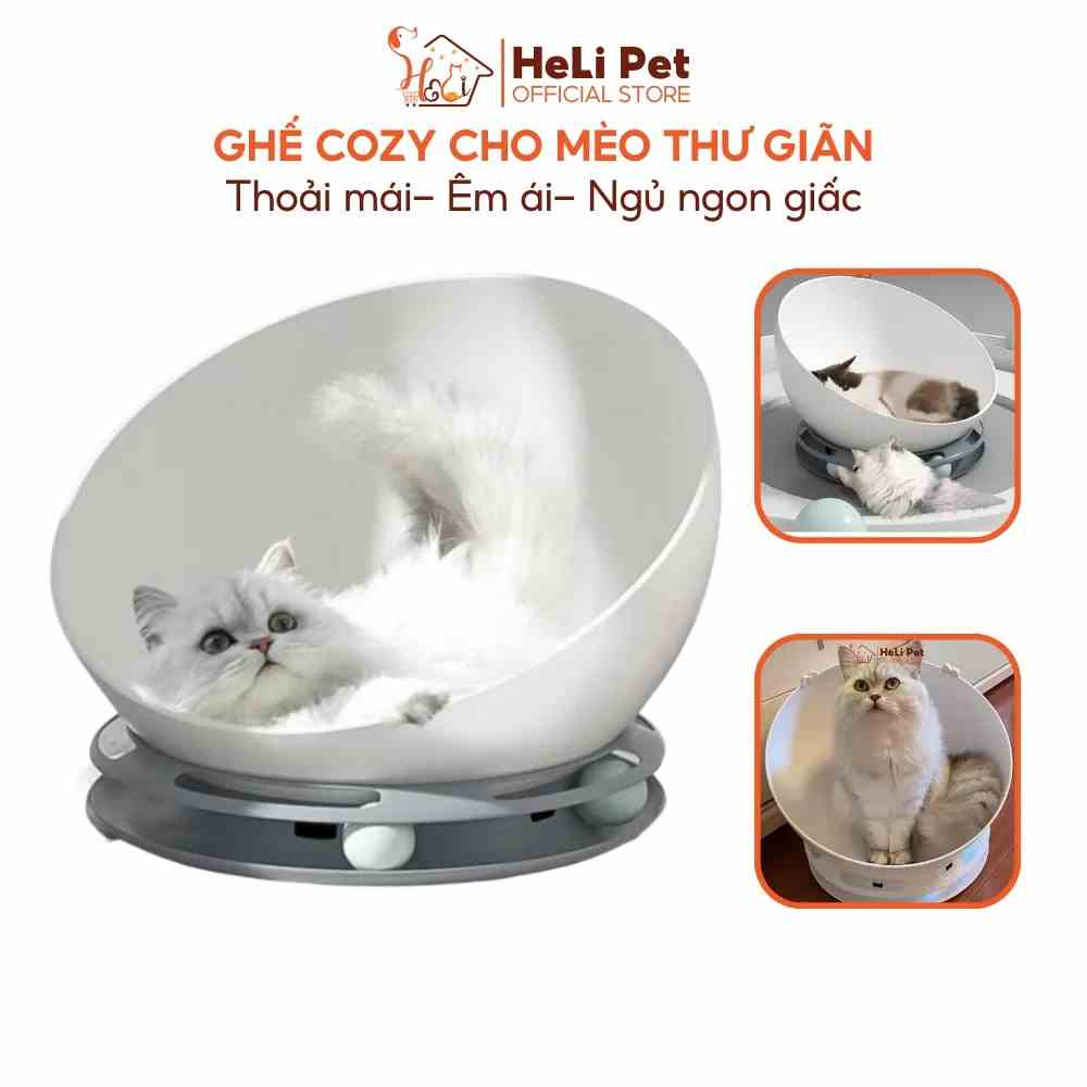 Ghế Cozy Cho Mèo Thư Giãn Có Bóng Lăn Đồ Chơi Thú Cưng - HeLiPet