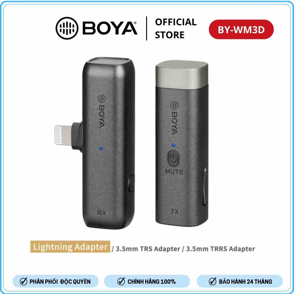 [BẢO HÀNH 2 NĂM] BOYA BY-WM3D - Mic thu âm không dây 2.4 GHz dành cho thiết bị iOS cổng Lightning và Cameras cổng 3.5mm