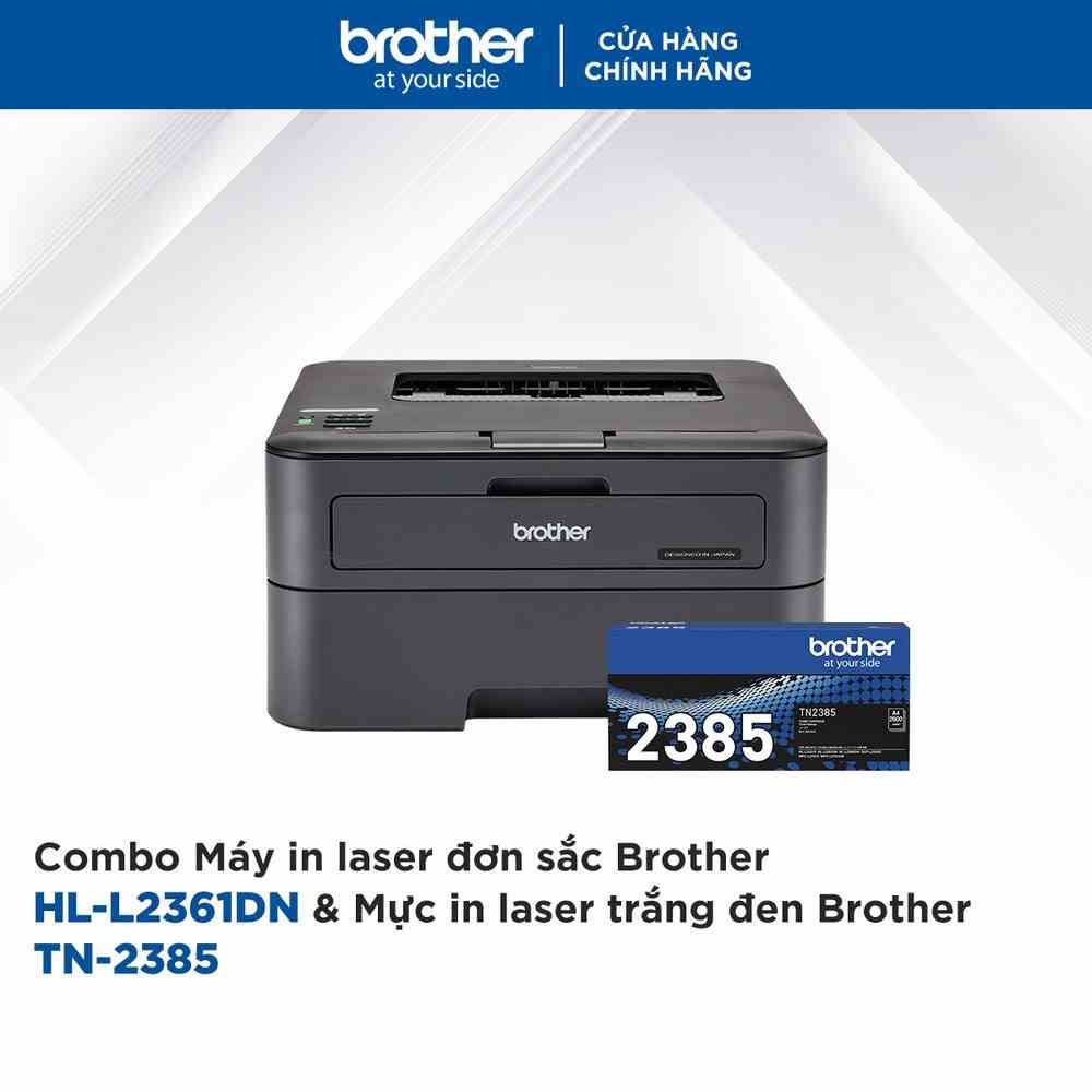 Combo Máy in laser đơn sắc Brother HL-L2361DN và Mực in laser trắng đen Brother TN-2385