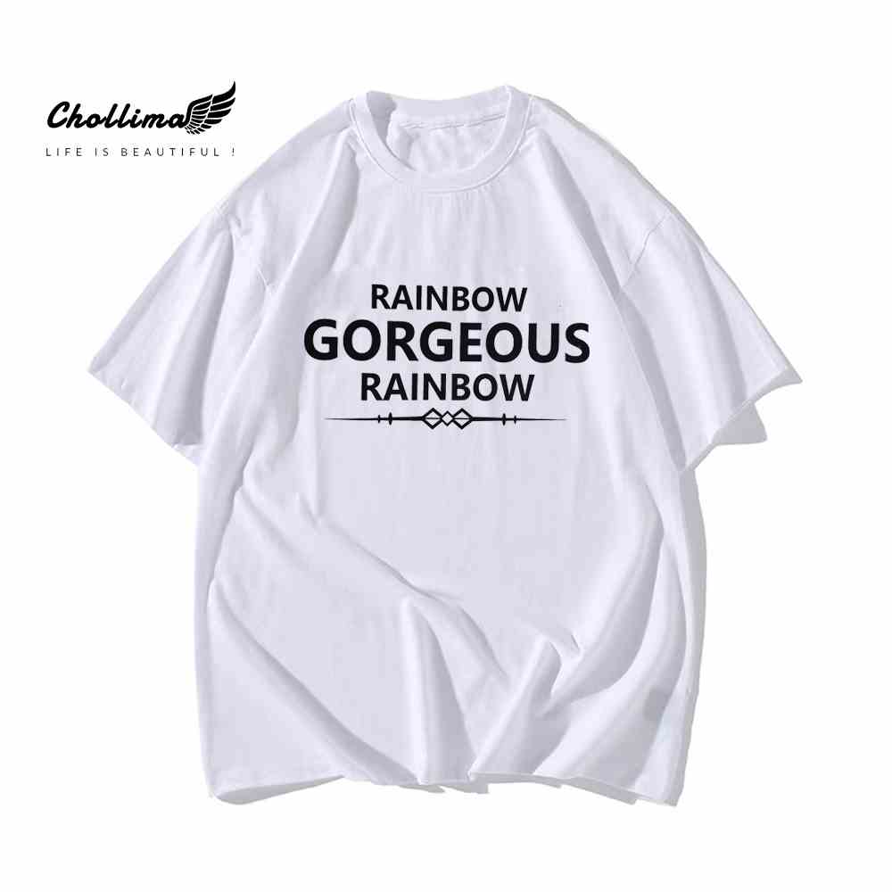 Áo thun unisex tay lỡ Chollima form rộng in chữ RAINBOW AT004 chất vãi cotton co giãn 2 chiều thoáng mát