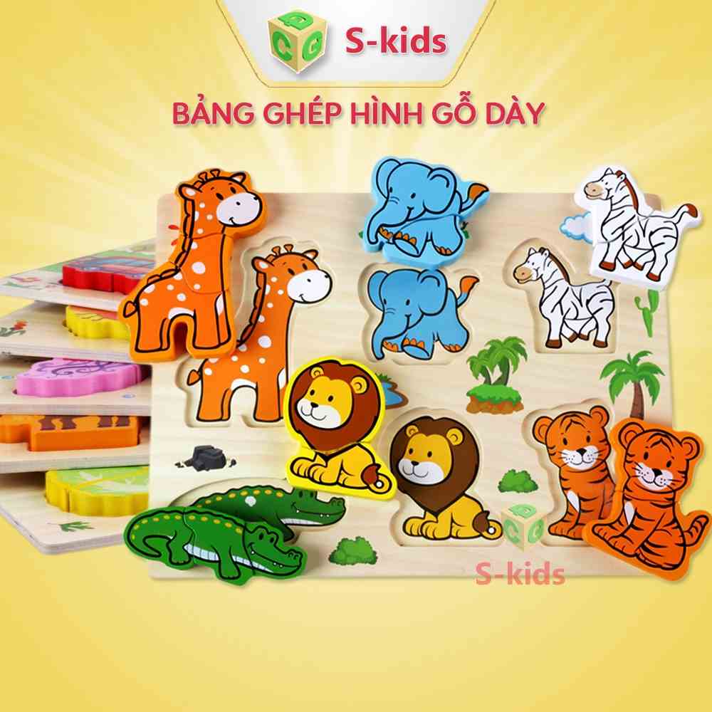 Xếp Hình Gỗ Nổi S-Kids, Đồ Chơi Bảng Ghép Hình Nhiều Chủ Đề Cho Bé..