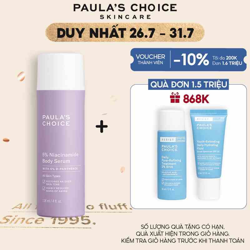 Tinh chất làm sáng và phục hồi da cơ thể Paula’s Choice 5% Niacinamide Body Serum 118ml 5810