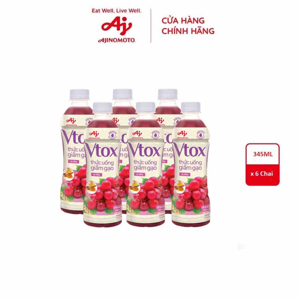 Combo 6 Chai Thức Uống Giấm Gạo Vtox - Vị Nho 345ml