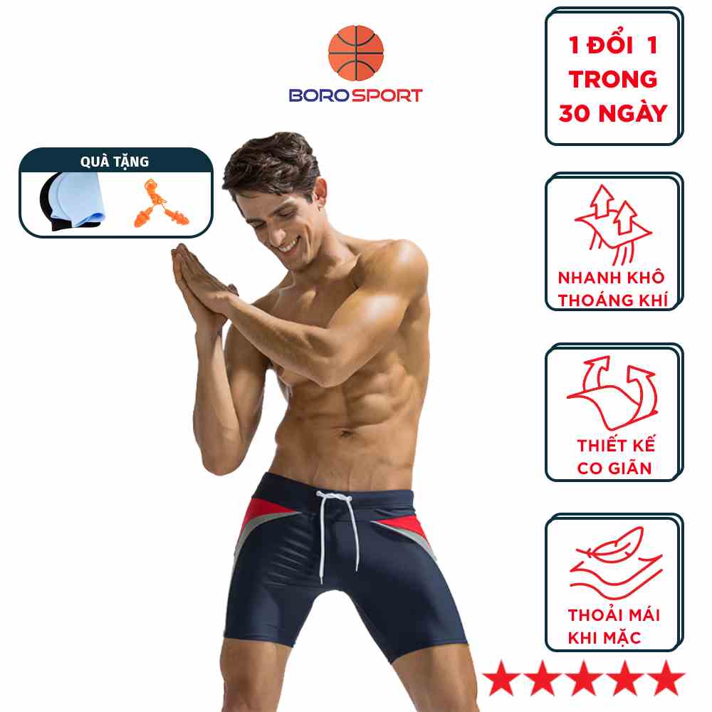 Quần bơi nam Boxer CLEACCO DEENYT Chất liệu Superfine polyester cao cấp (Tặng kèm nón bơi + bịt tai silicon) BORO SPORT