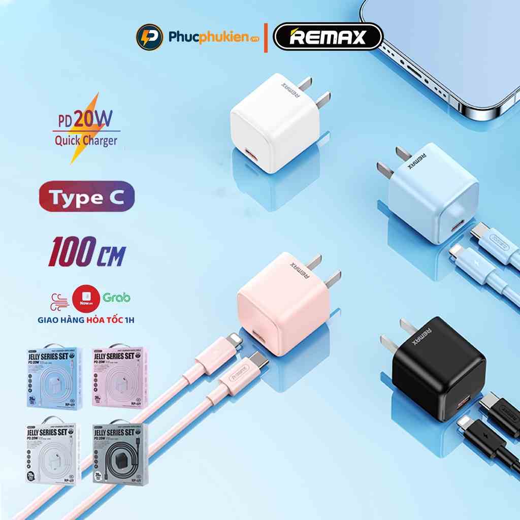 Bộ sạc nhanh 20w Remax U7 hỗ sạc nhanh 20w và sạc đầy 50% pin 14 pro max chỉ trong 30 phút - Phúc Phụ Kiện Remax