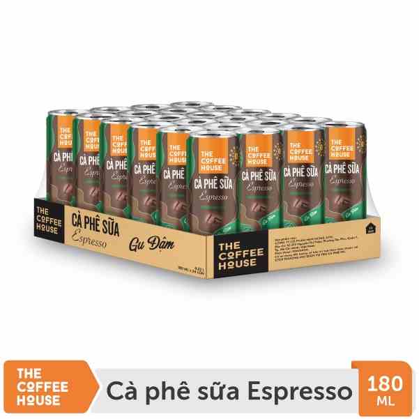 Lốc 24 Lon cà phê sữa Espresso The Coffee House (180ml/Lon)