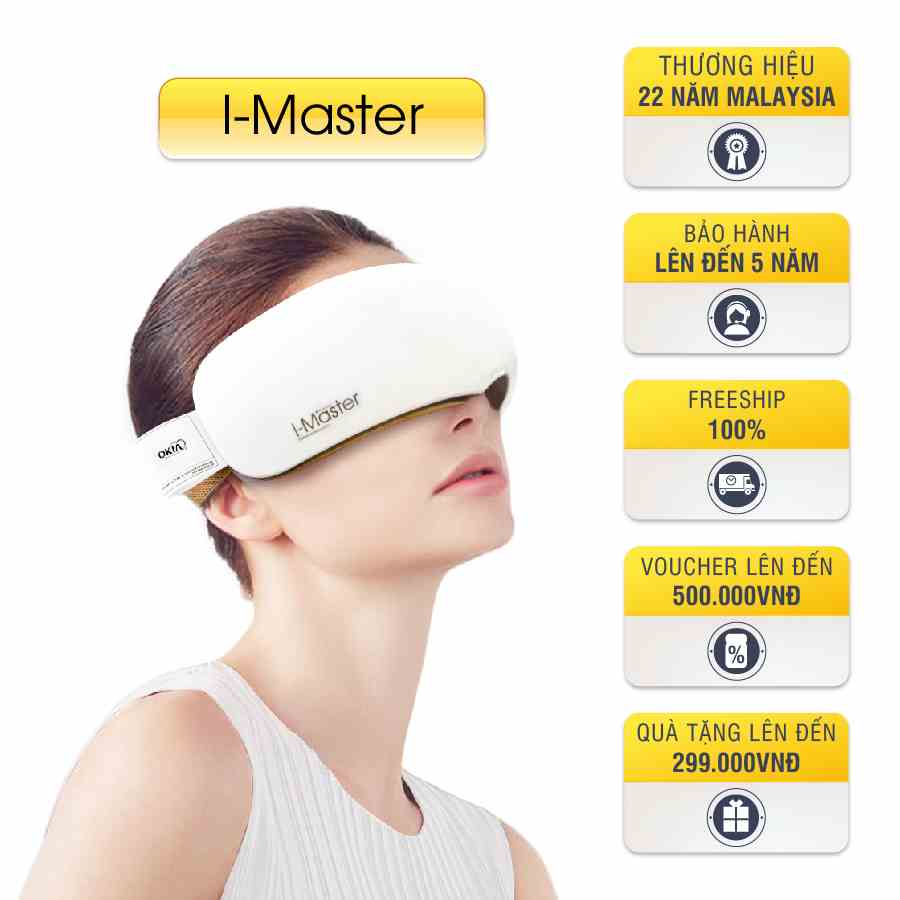 Máy Mát Xa Mắt OKIA I-Master, Giảm Quầng Thâm, Tăng Lưu Thông Máu, Thư Giãn chính hãng MALAYSIA